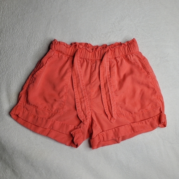Aerie Coral Pink Paperbag Tie Waist Utility Camp Shorts - Picture 3 of 10